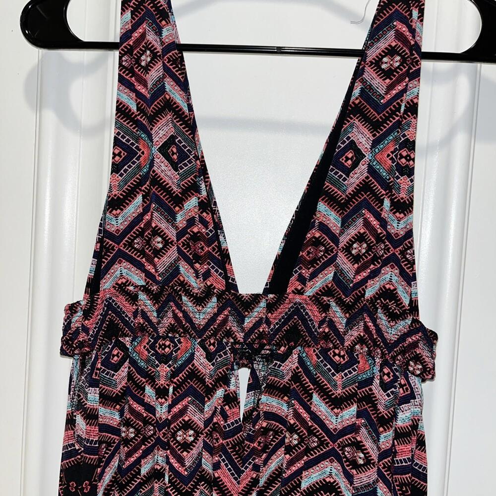 Forever 21 Womens Multicolor Printed Sleeveless V-Neck Cut-out Maxi Dress Size M - Picture 4 of 5
